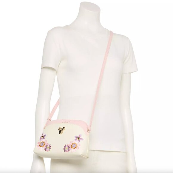 Disney Minnie Mouse Floral Embroidered Crossbody Purse - Picture 4 of 7